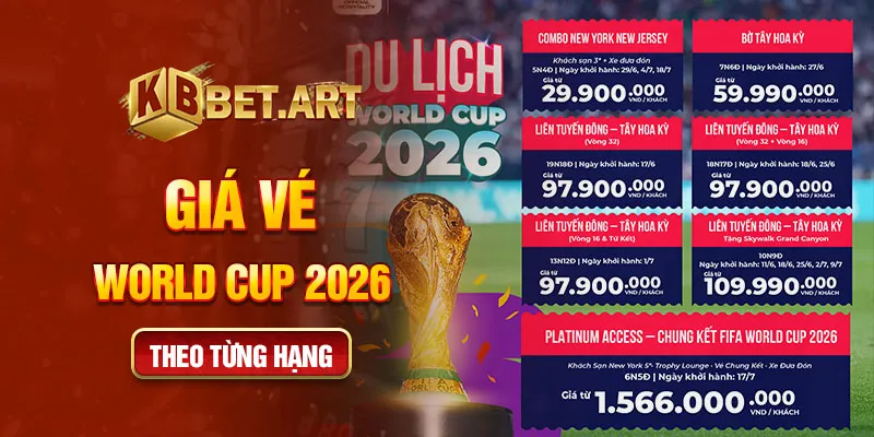 Giá vé world cup 2026 theo từng hạng